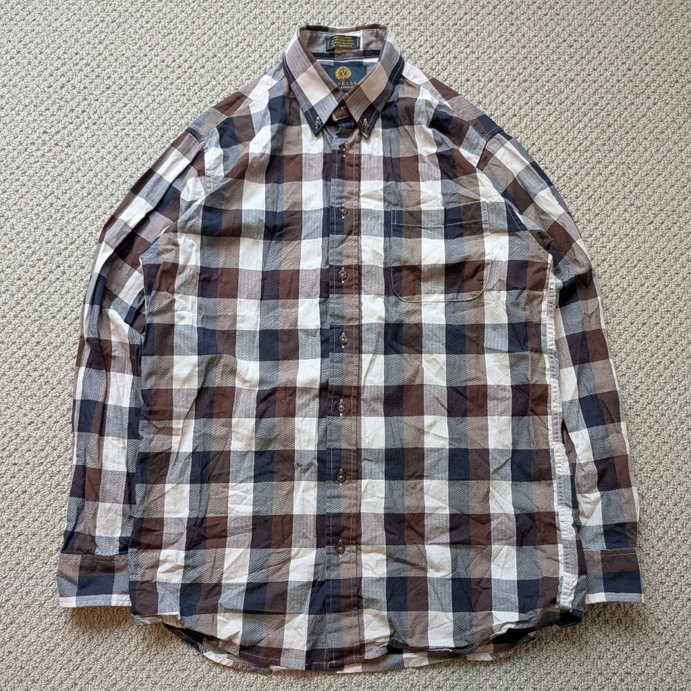 Viyella Cotton Wool Plaid Button Down Shirt Medium Made in Canada